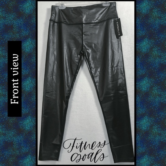 NIB NWT L CAPRI LEGGINGS BLACK MATTE SHINE STRETCH LIGHTWEIGHT~KIMBERLY C - Picture 3 of 14